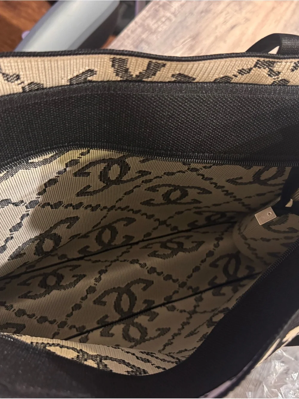 Classic Black & Cream Logo Tote Bag - Picture 2 of 2
